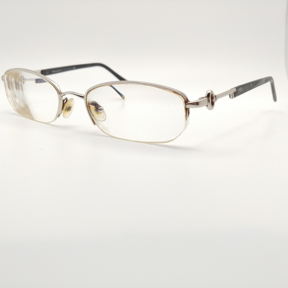 Tiffany & Co. Eyeglasses Women 52-18-135 Silver Black TF 1050 6001 Oval Frames